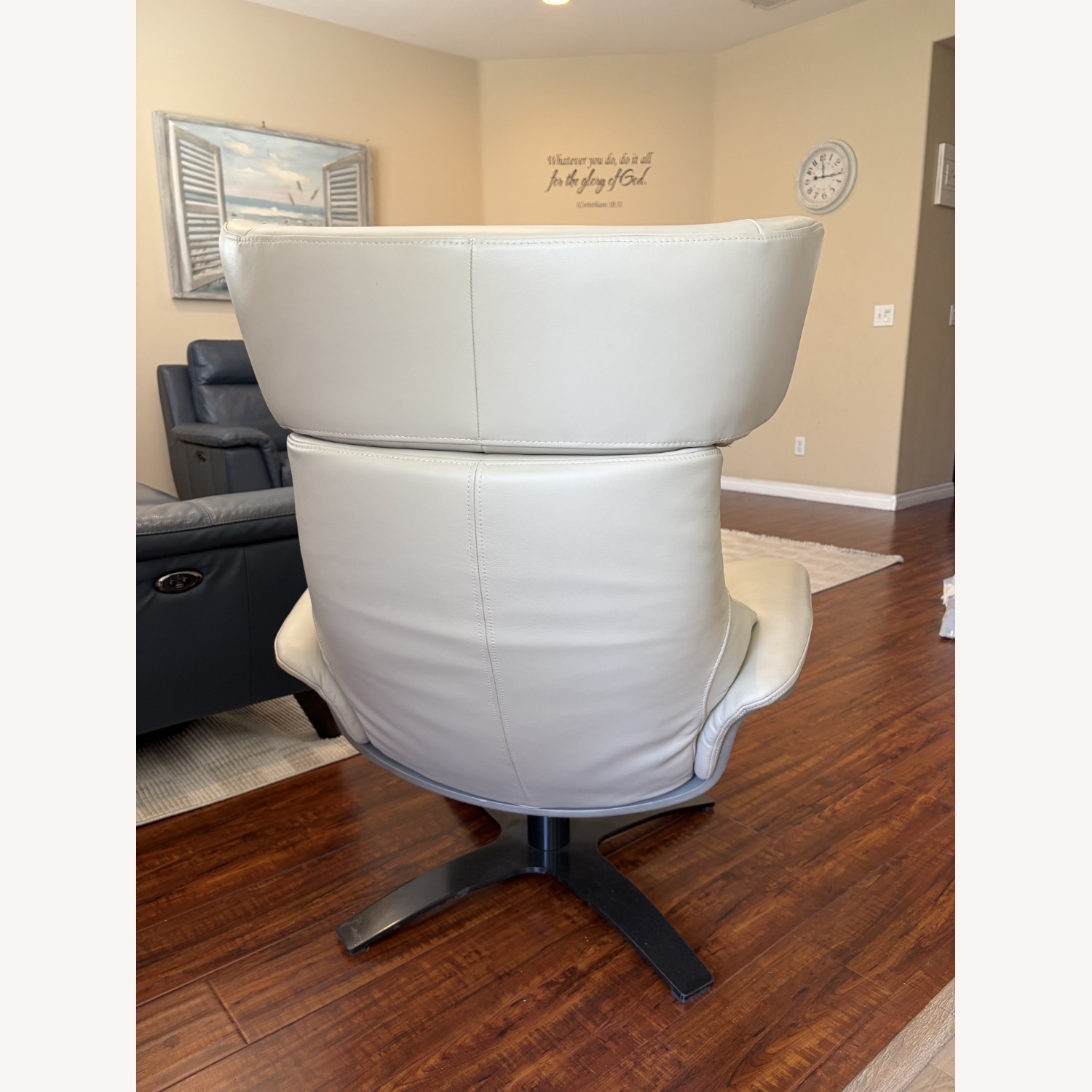 Living Spaces Leather Reclining Swivel Chair  - image-3