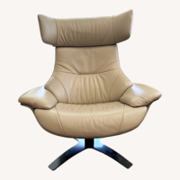 Living Spaces Leather Reclining Swivel Chair 