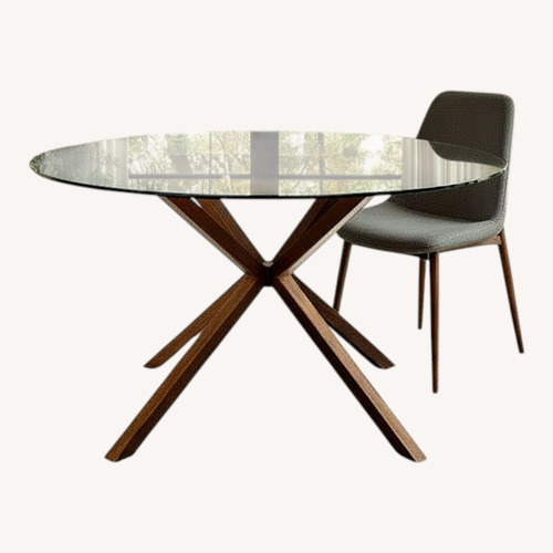 Used Wayfair Glass Dining Table Set w Chairs for sale on AptDeco