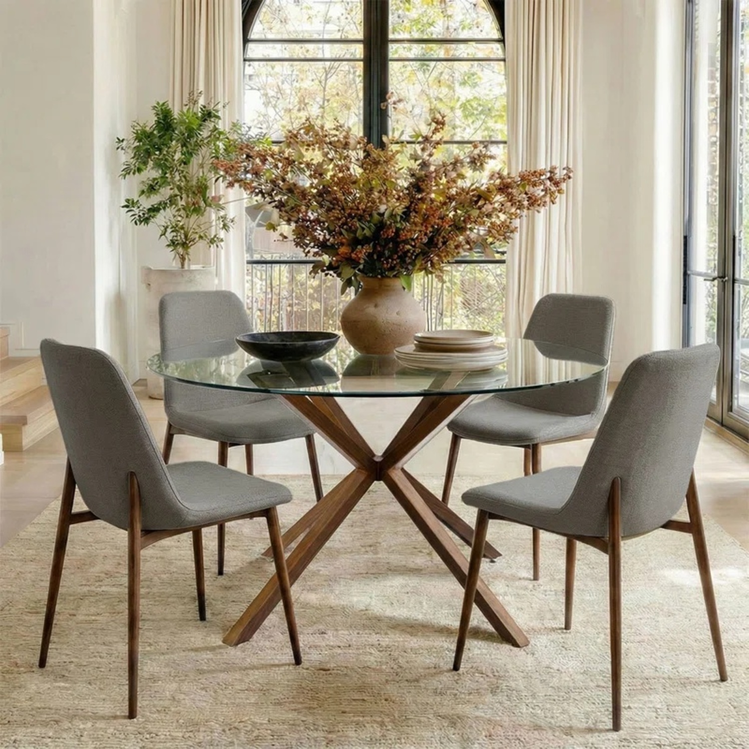 Wayfair Glass Dining Table Set w Chairs - image-4