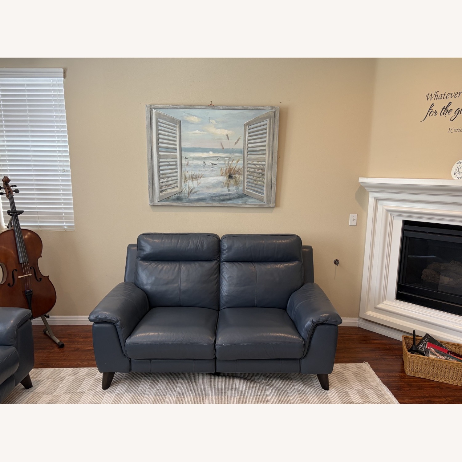 Living Spaces Blue Loveseat - image-4