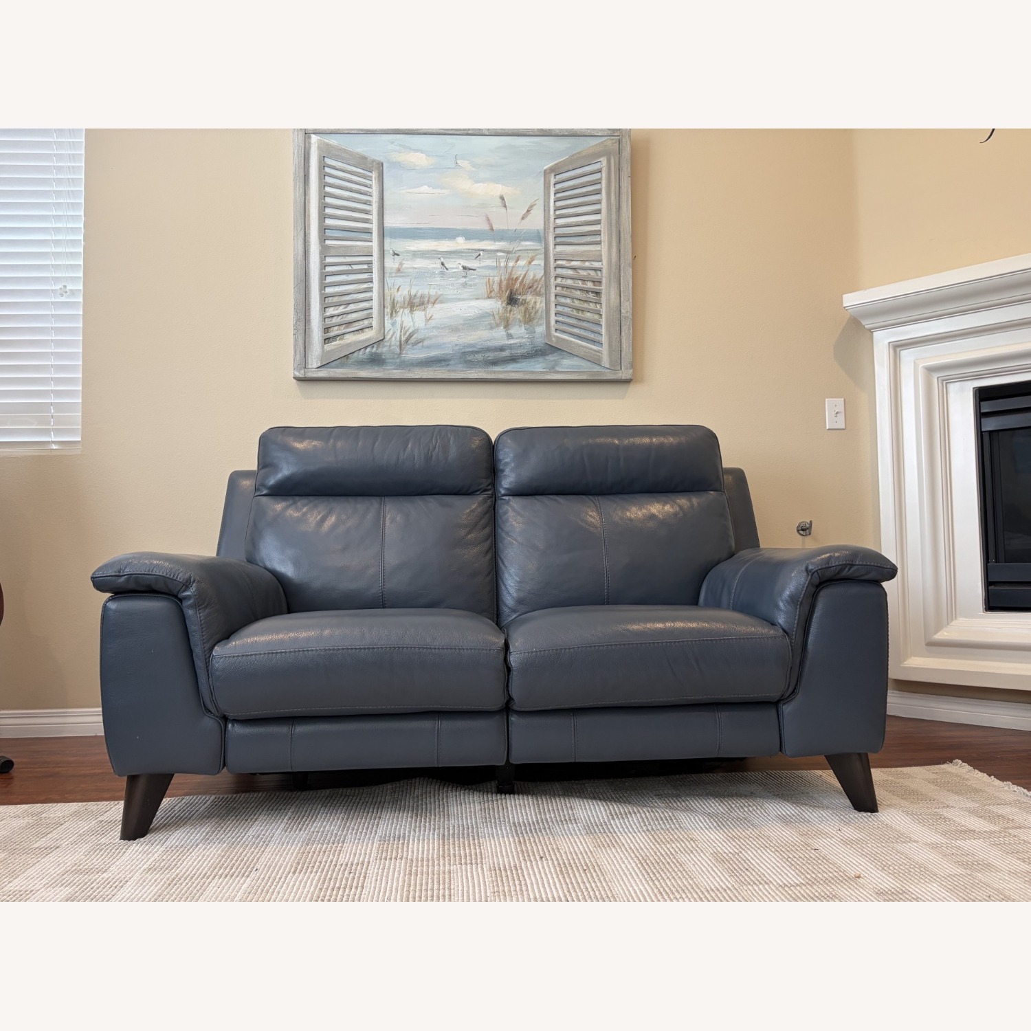 Living Spaces Blue Loveseat - image-1
