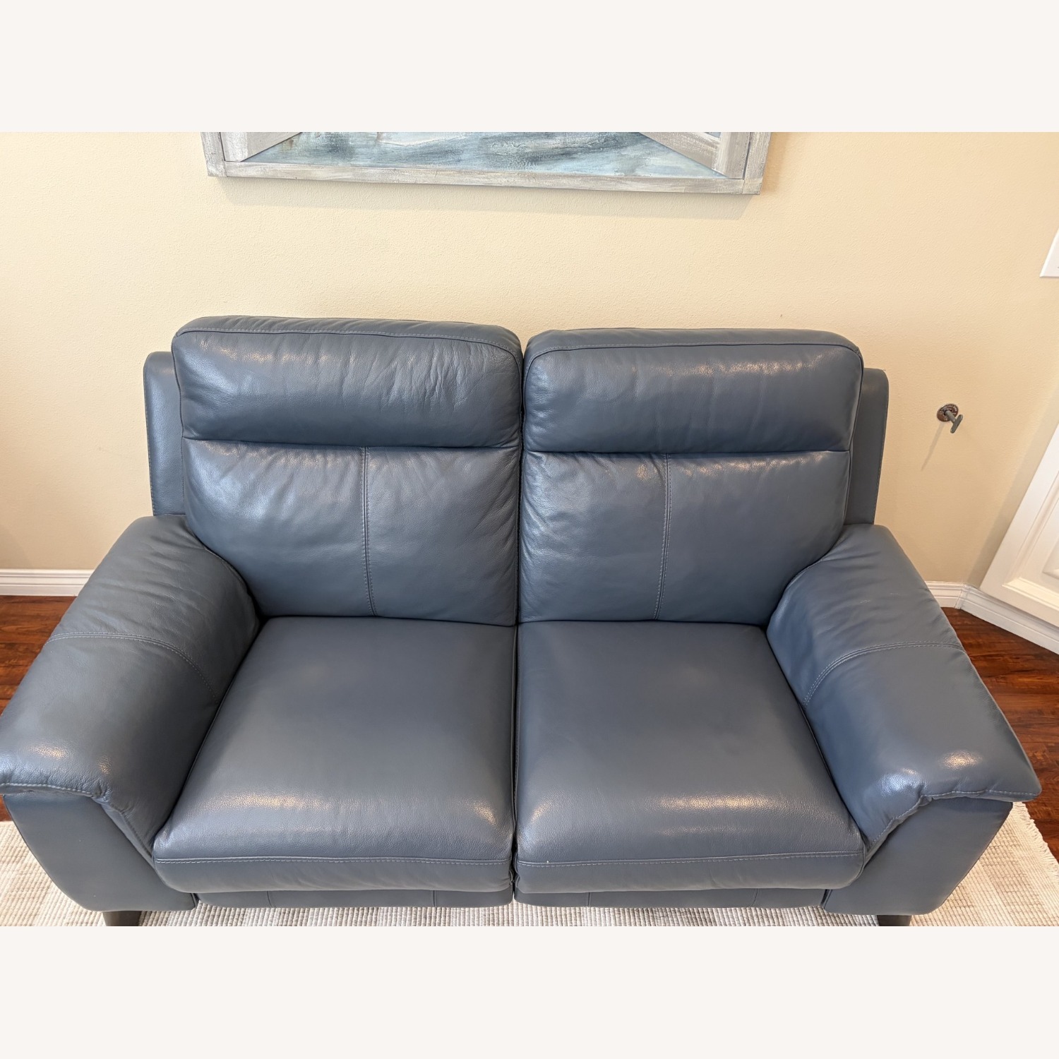 Living Spaces Blue Loveseat - image-5