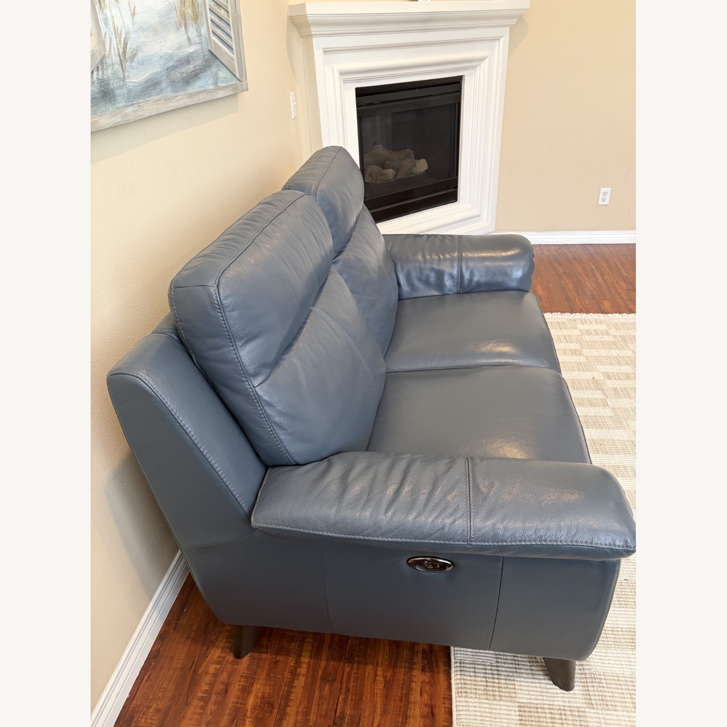 Living Spaces Blue Loveseat - image-7