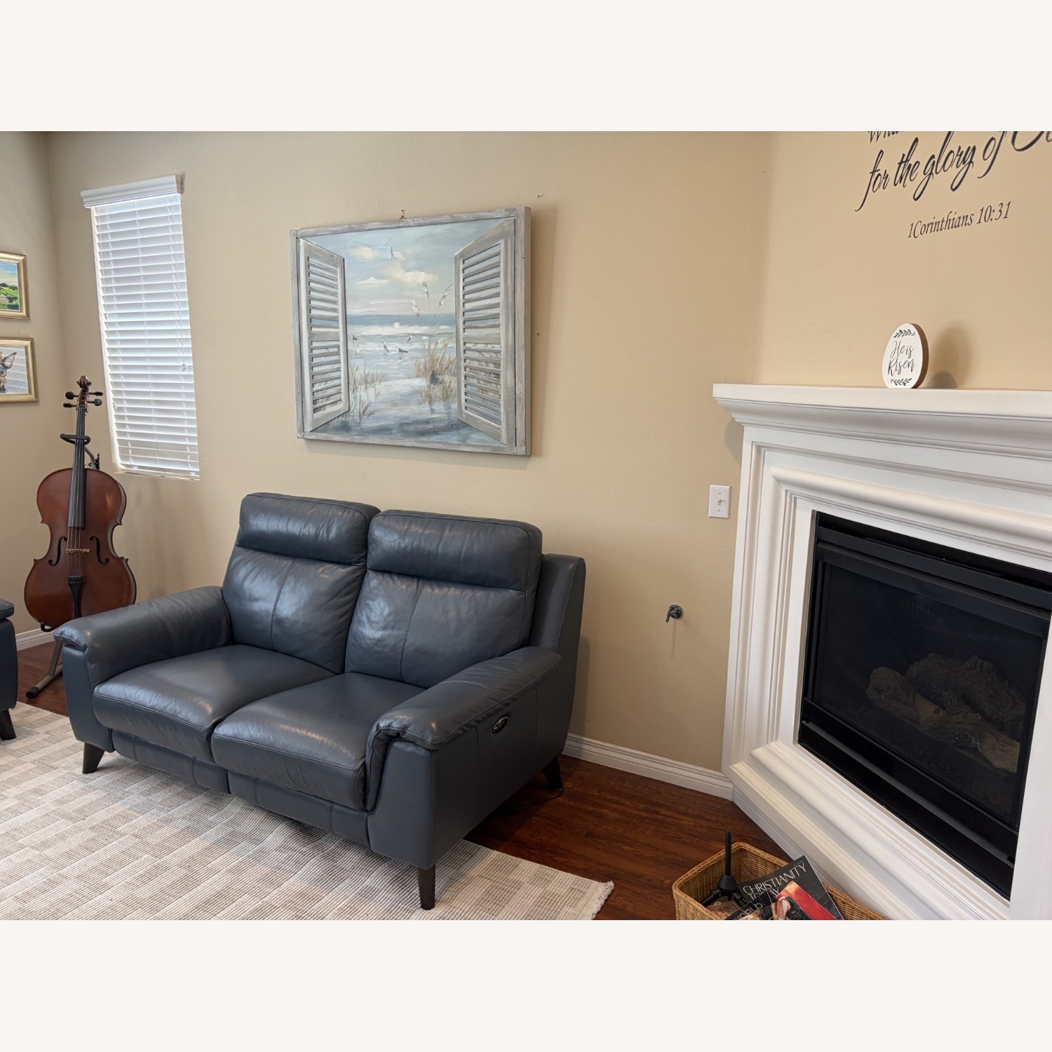 Living Spaces Blue Loveseat - image-6