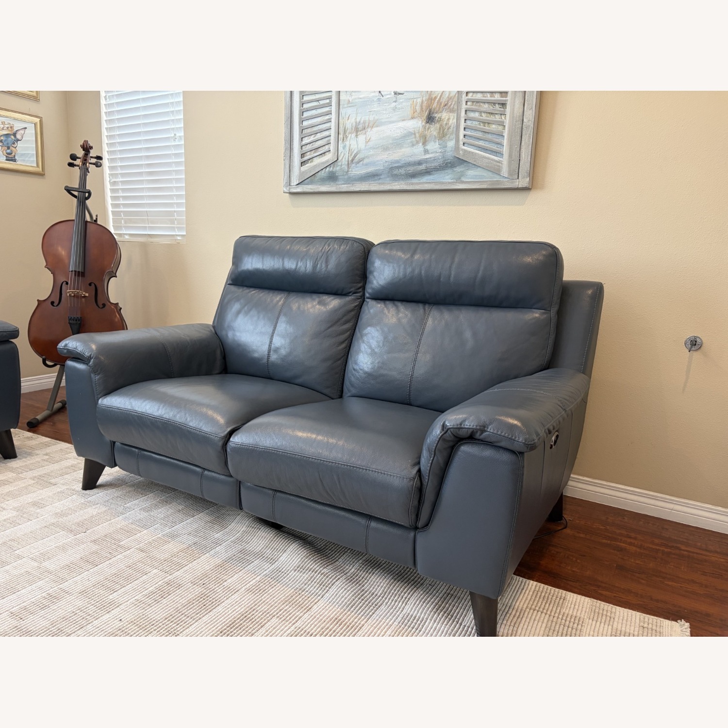 Living Spaces Blue Loveseat - image-2