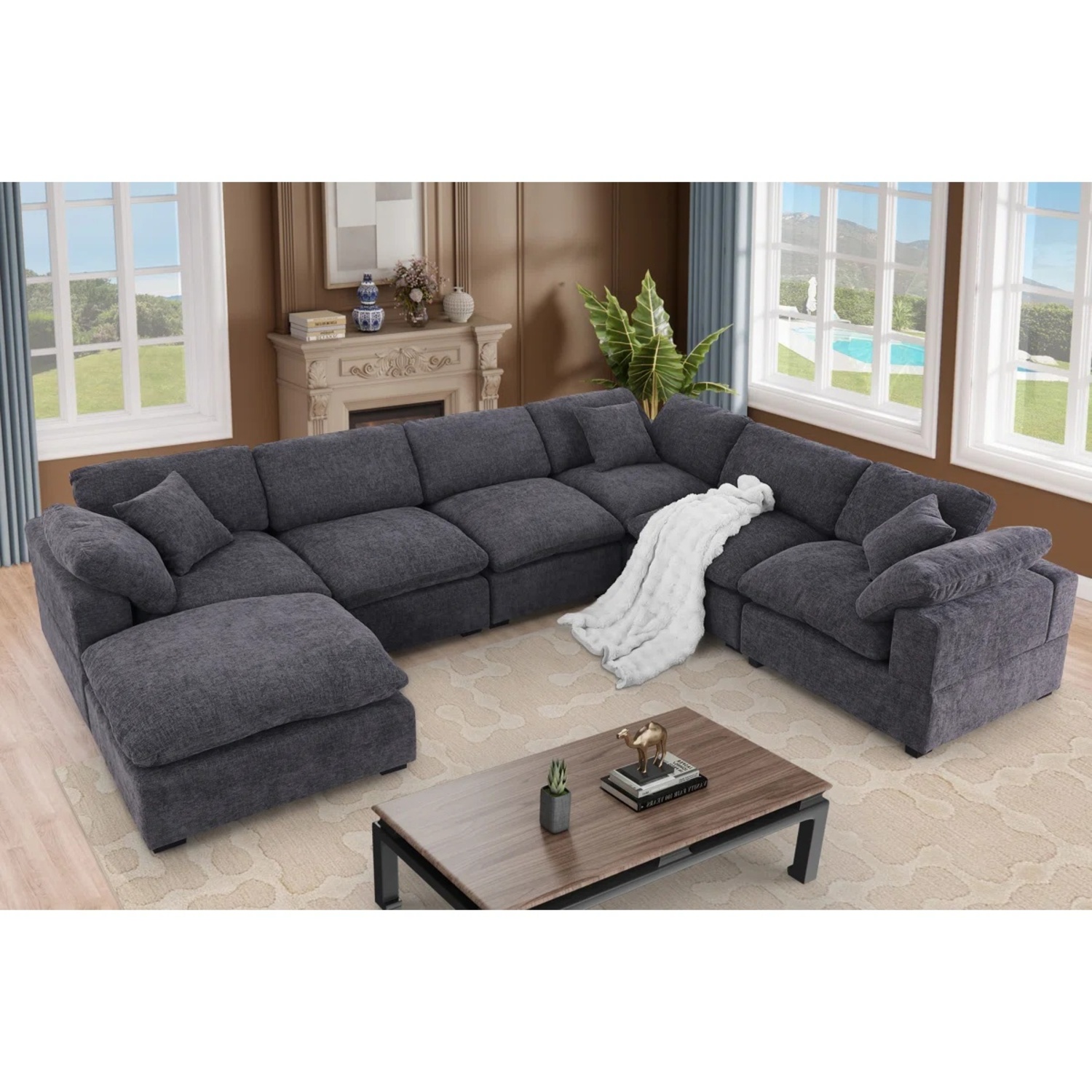 Wayfair Dark Gray Fabric 3+ Piece Sectional - image-8