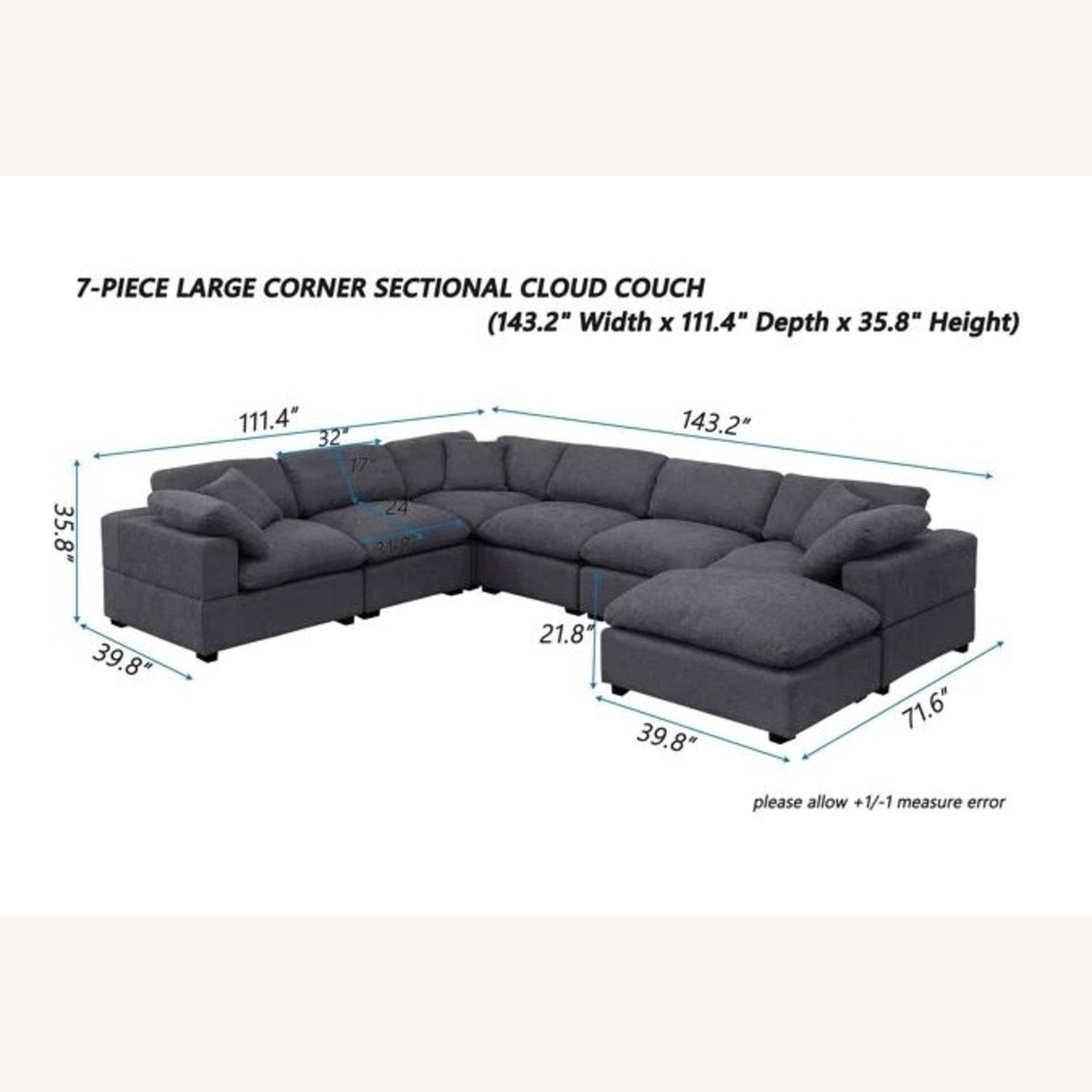 Wayfair Dark Gray Fabric 3+ Piece Sectional - image-4