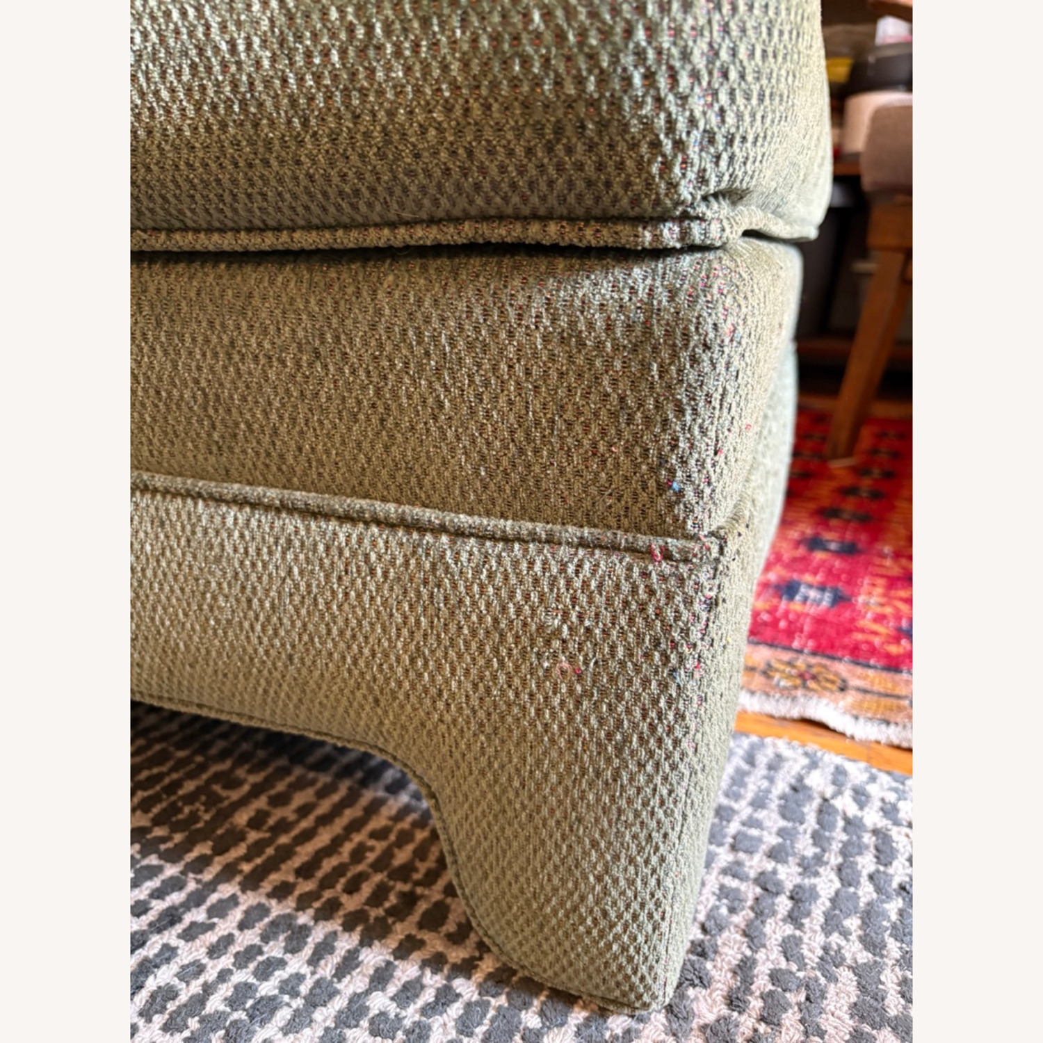 Calico Corners Custom Green Sofa & Ottoman - image-5