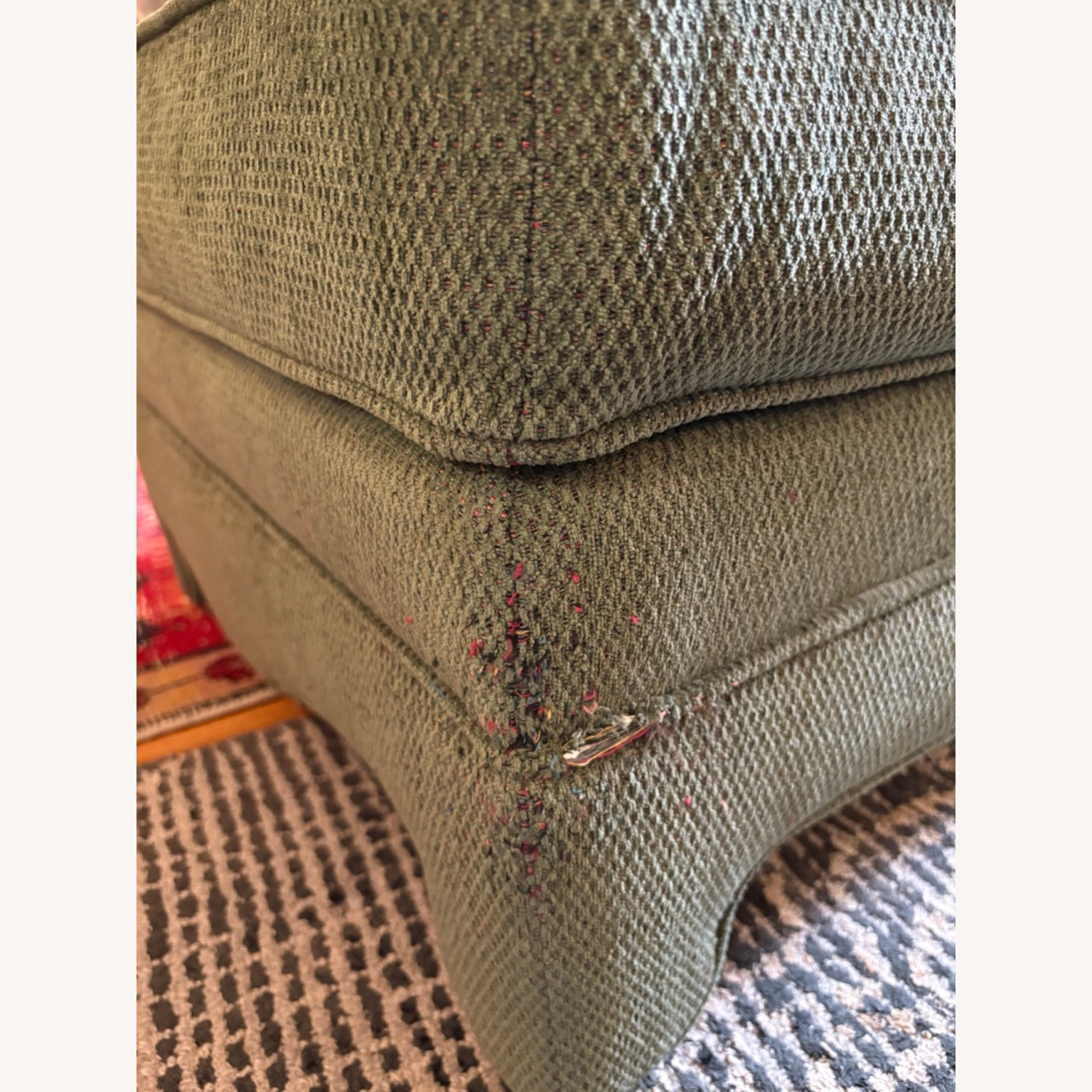 Calico Corners Custom Green Sofa & Ottoman - image-4