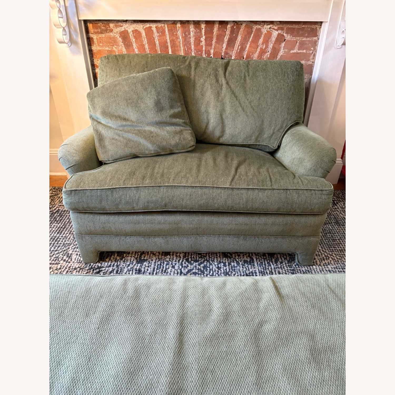 Calico Corners Custom Green Sofa & Ottoman - image-2
