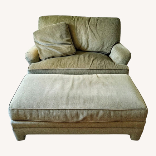 Used Calico Corners Custom Green Sofa & Ottoman for sale on AptDeco