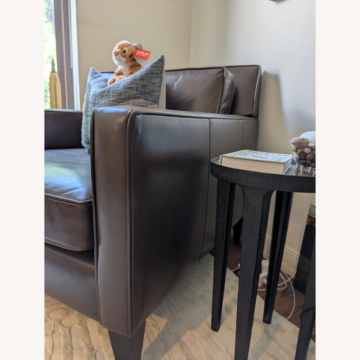 Crate & Barrel Rochelle Brown Leather Chair - image-3