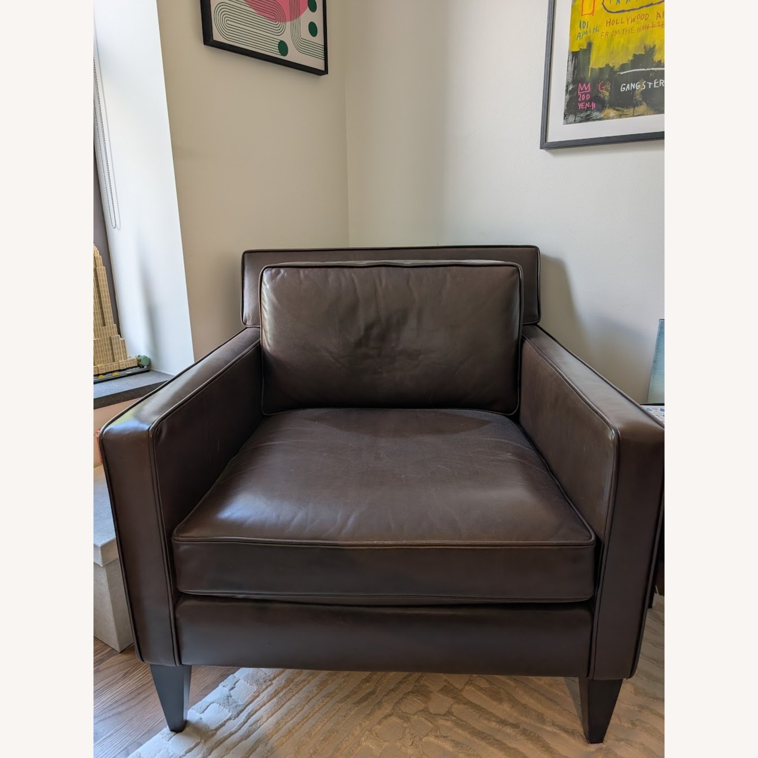 Crate & Barrel Rochelle Brown Leather Chair - image-1