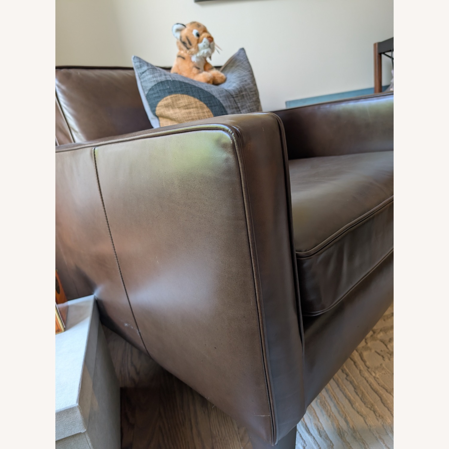 Crate & Barrel Rochelle Brown Leather Chair - image-4