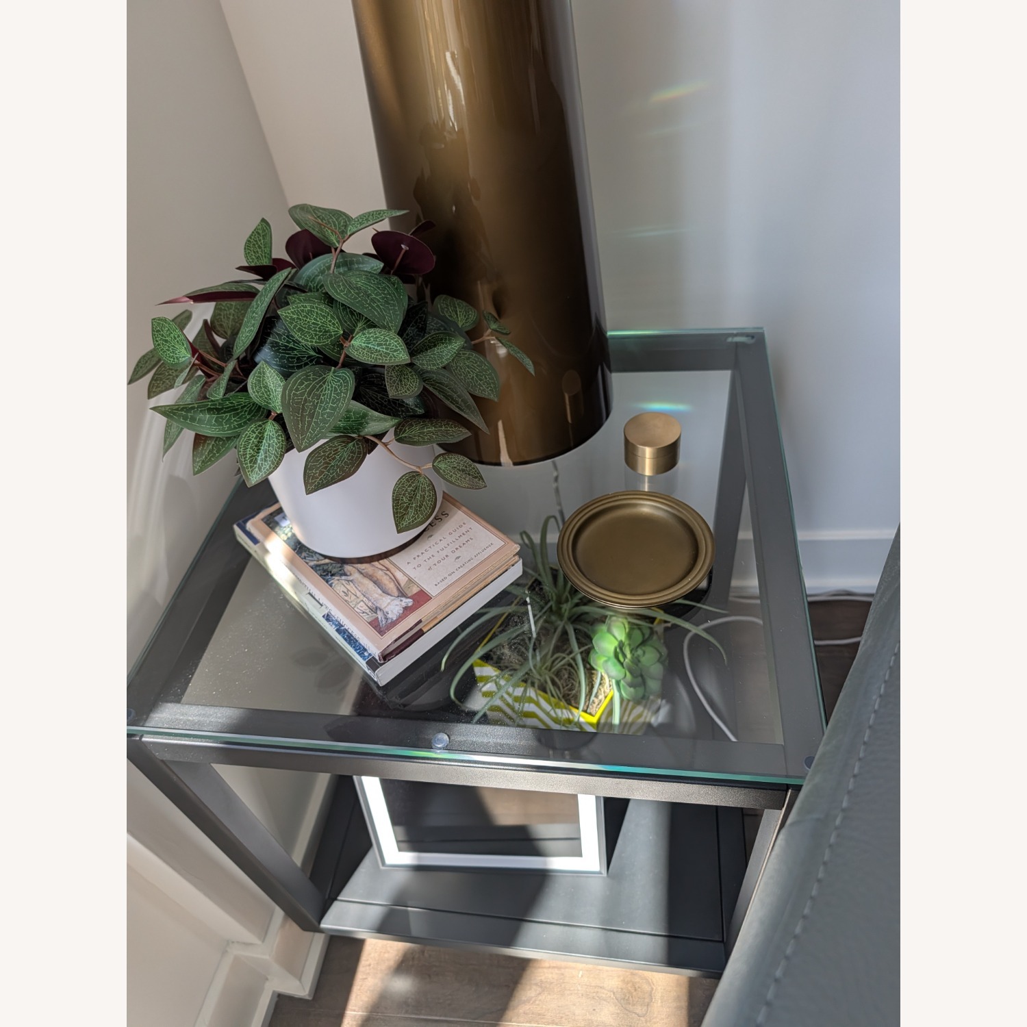 Wayfair Glass and Metal Side Tables W Shelf - image-3