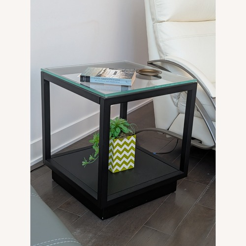 Used Wayfair Glass and Metal Side Tables W Shelf for sale on AptDeco