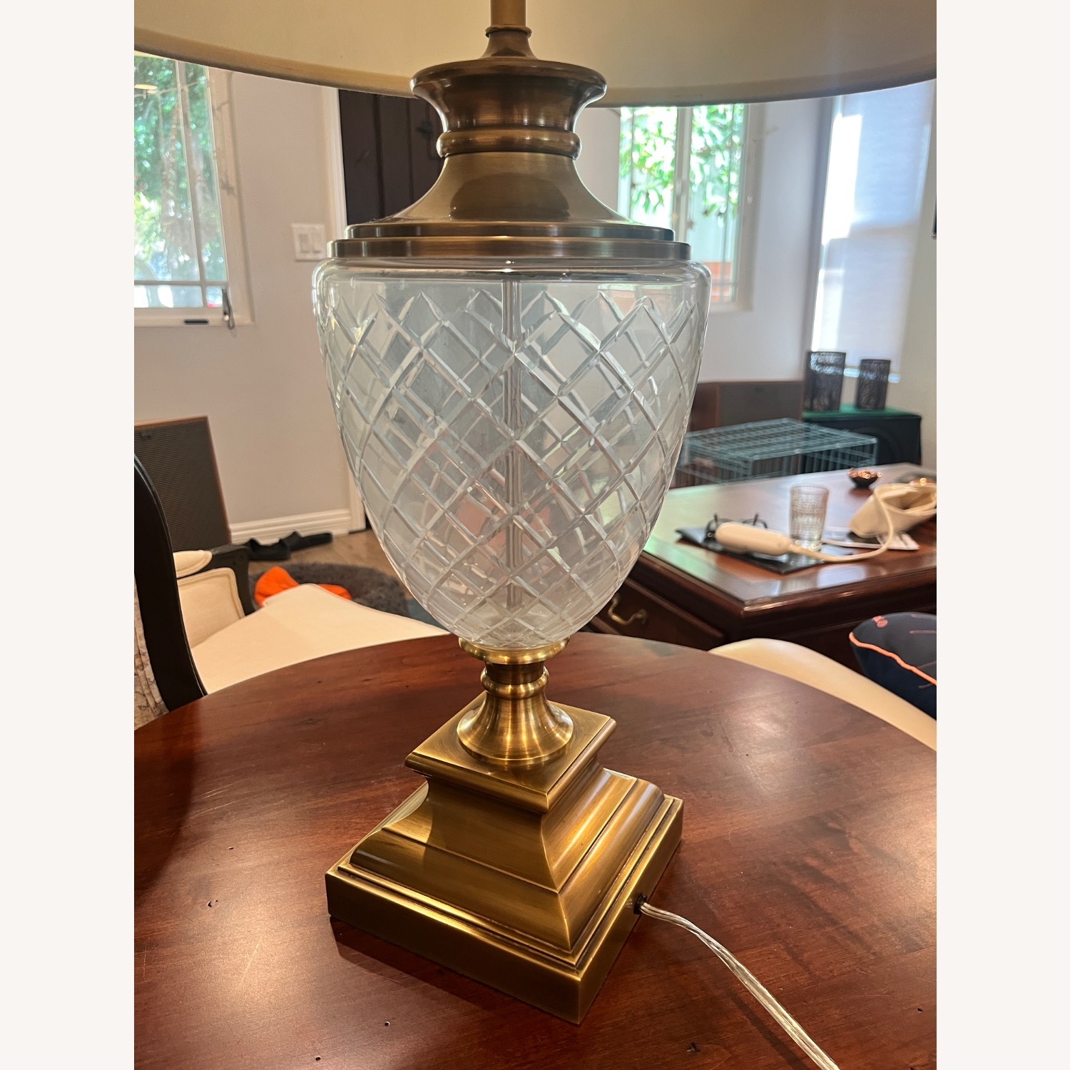 Ethan Allen Transparent Brass Table Lamp - image-1