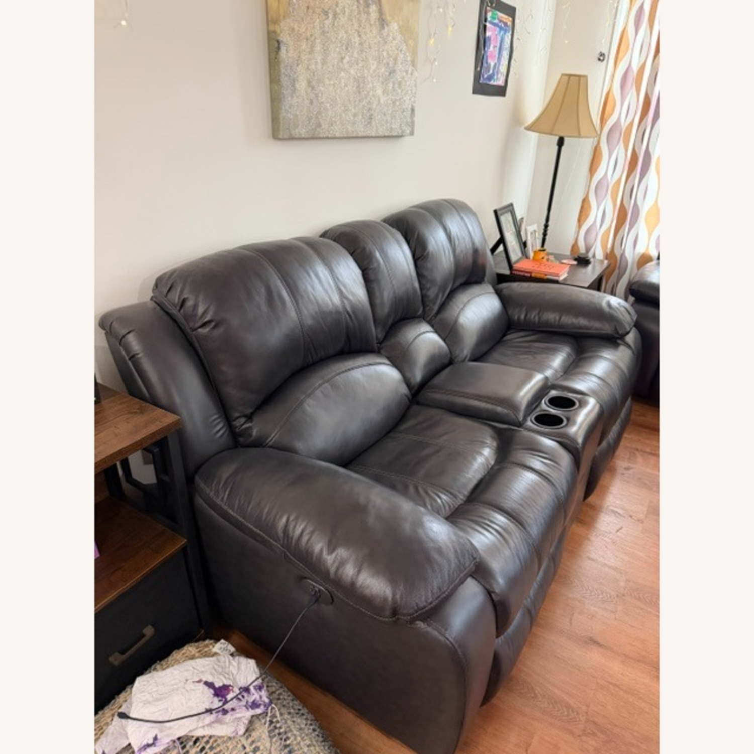 Bob's Discount Furniture Avenger Black 78'' Power Reclining Console Loveseat  - image-3