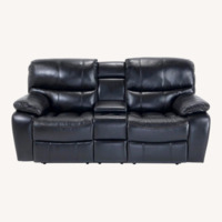 Bob's Discount Furniture Avenger Black 78'' Power Reclining Console Loveseat 