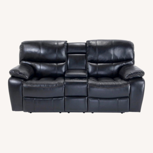 Used Bob's Discount Furniture Avenger Black 78'' Power Reclining Console Loveseat  for sale on AptDeco