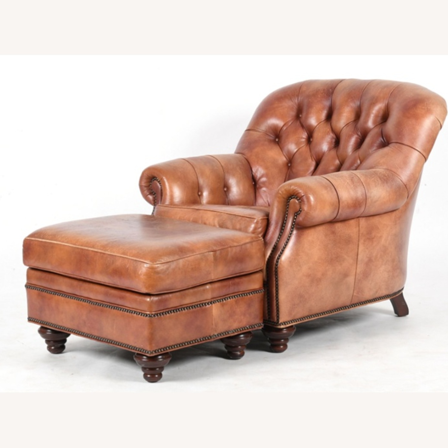 Hancock and Moore Leather Chair and Ottoman - image-4