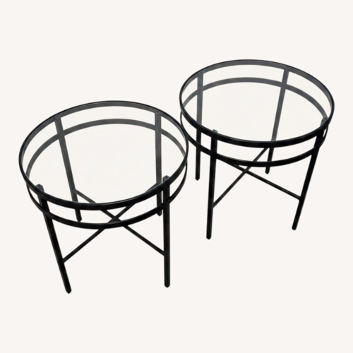 Used Rooms To Go Black Glass Side Tables for sale on AptDeco