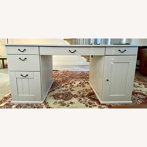 Used IKEA ALVE Wood Double Pedestal Farmhouse Desk for sale on AptDeco