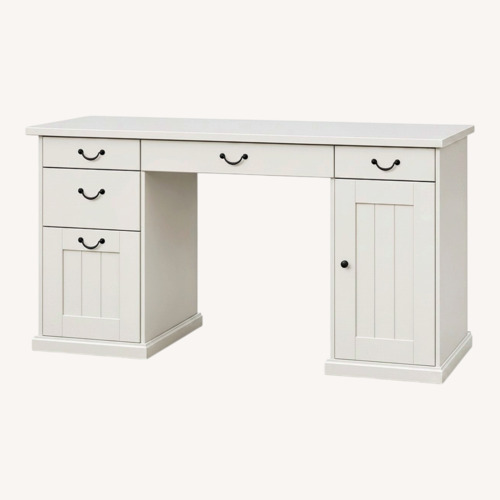 Used IKEA ALVE Wood Double Pedestal Farmhouse Desk for sale on AptDeco