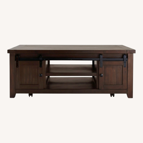 Used Bob's Discount Furniture Montana Dark Brown Coffee Table for sale on AptDeco