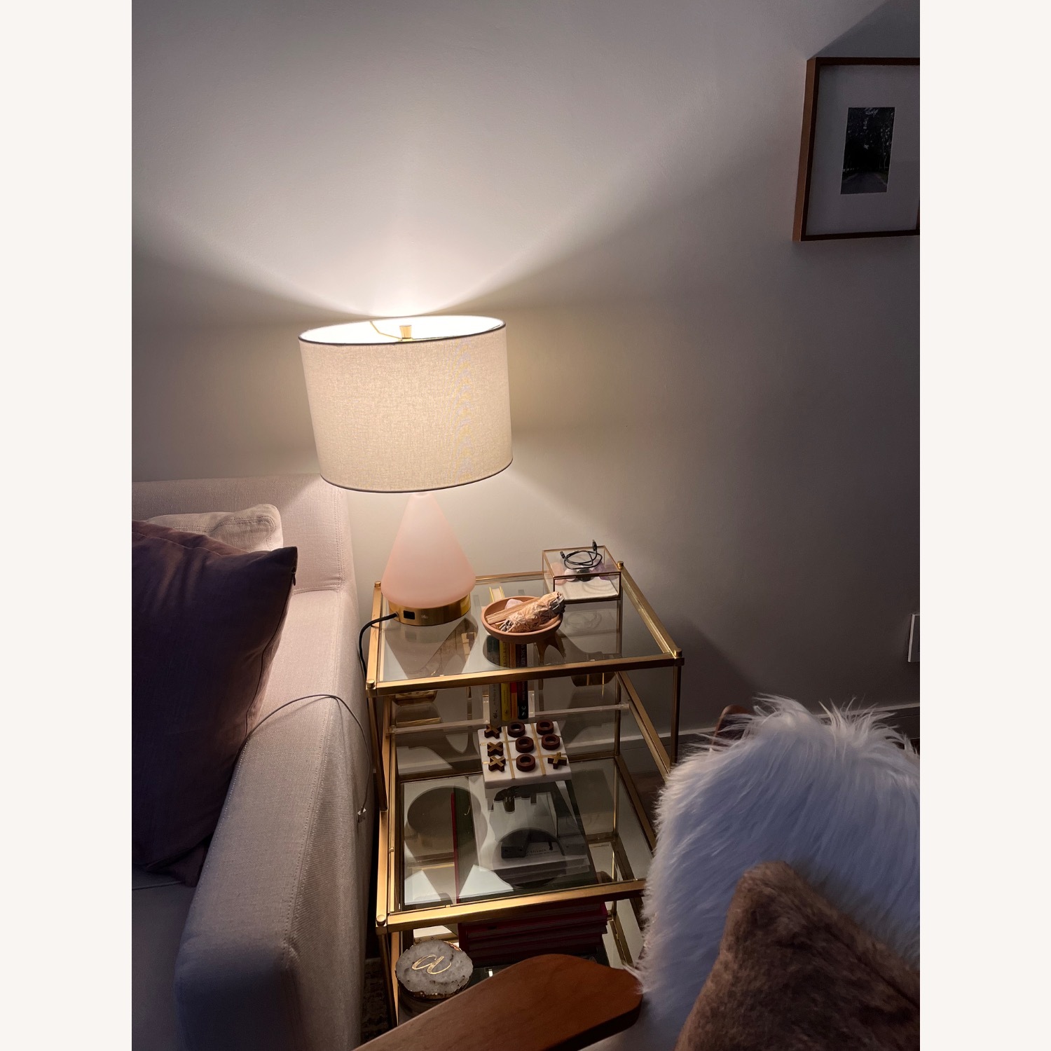 West Elm Gold Glass Nightstand - image-4