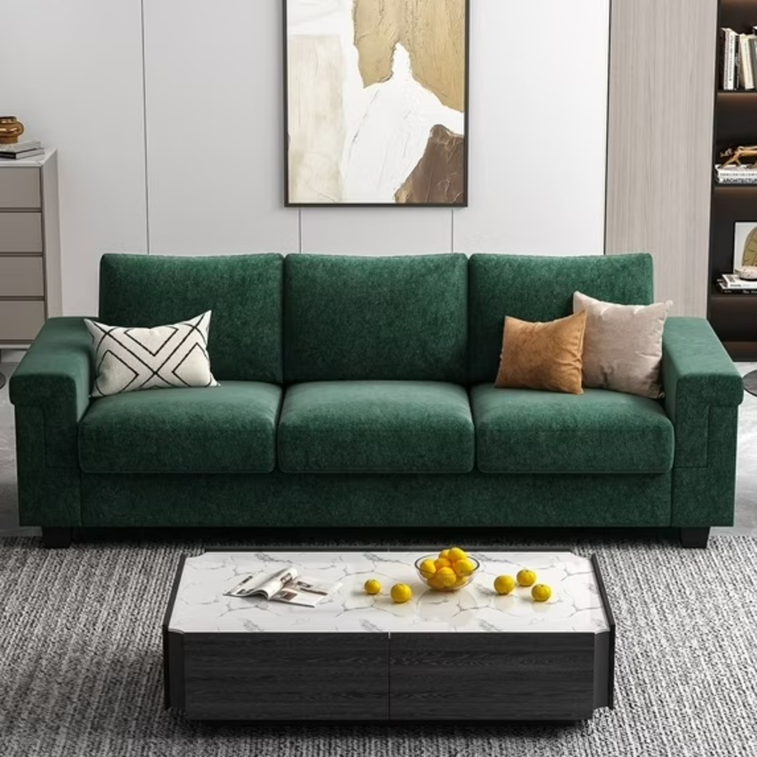 Wayfair Green Fabric 3+ Seater Sofa - image-4