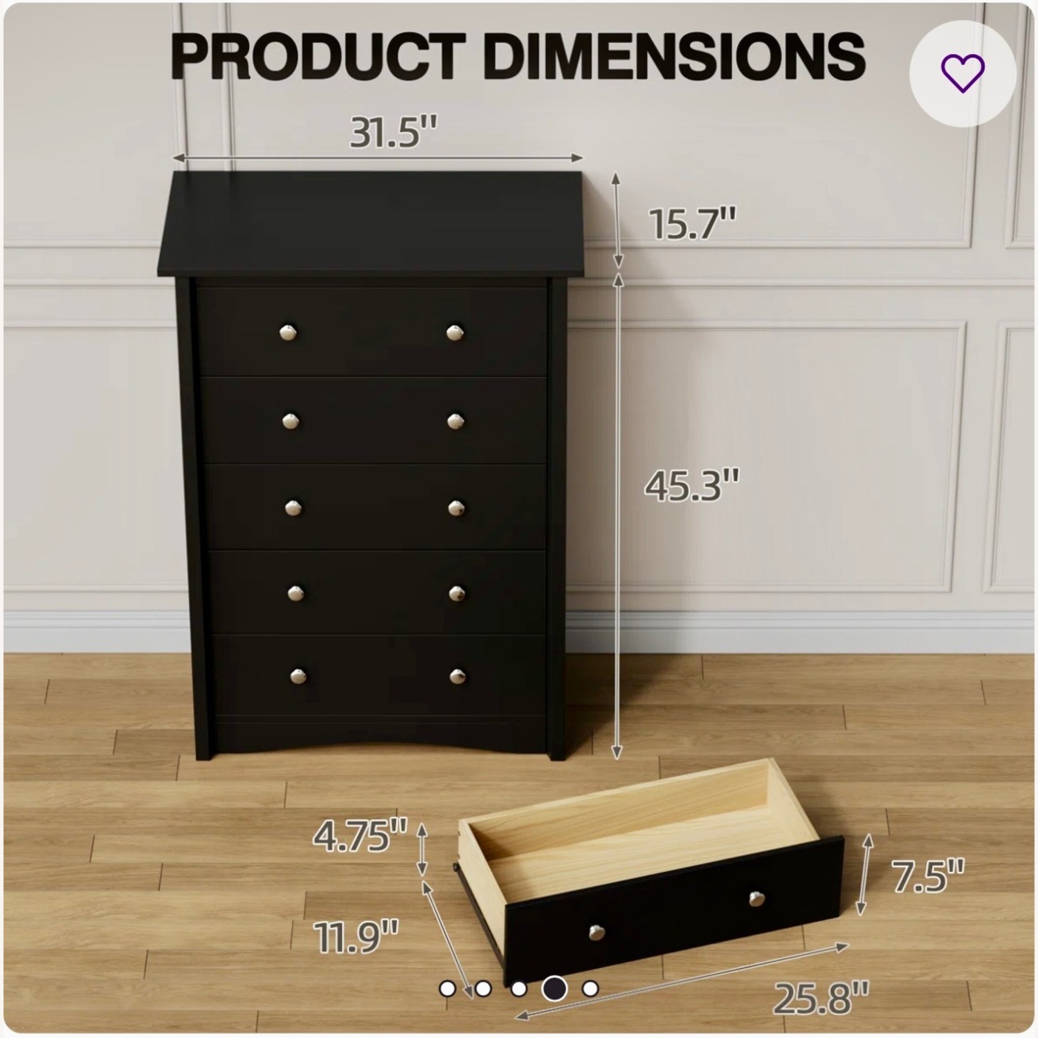 Wayfair Elbern Design Dark Brown Wood Dresser - image-5