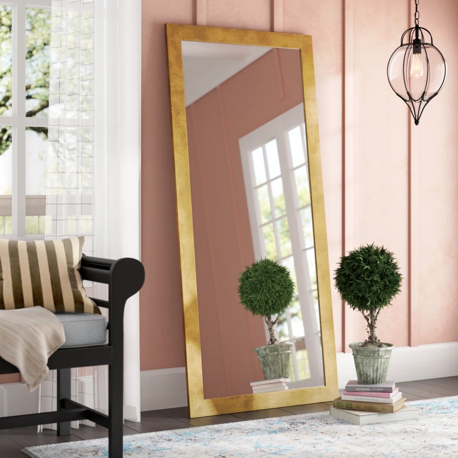 Wayfair Lunado Gold Floor Mirror - image-1