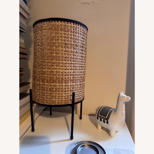 Used CB2 Canna Cylindrical Wood Table Lamp for sale on AptDeco