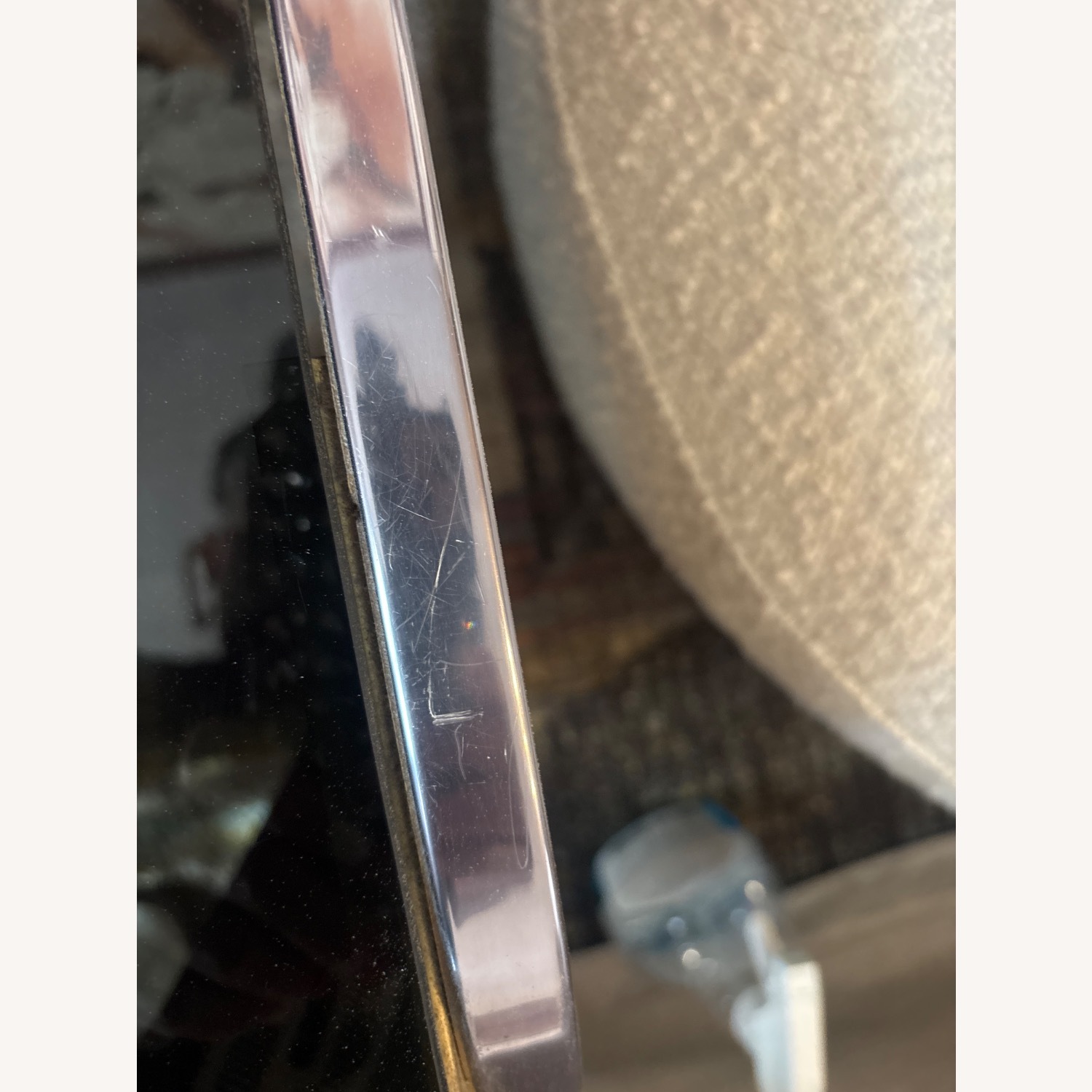 Vintage Post-Modern Chrome & Wood End Table - image-4