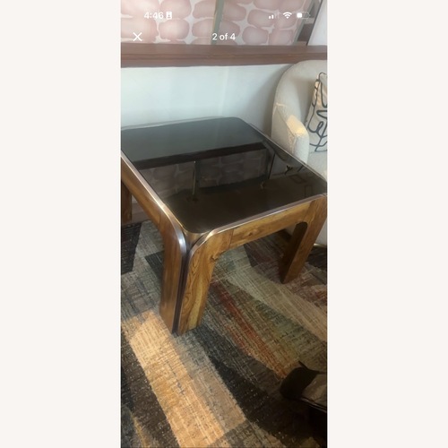 Used Vintage Post-Modern Chrome & Wood End Table for sale on AptDeco