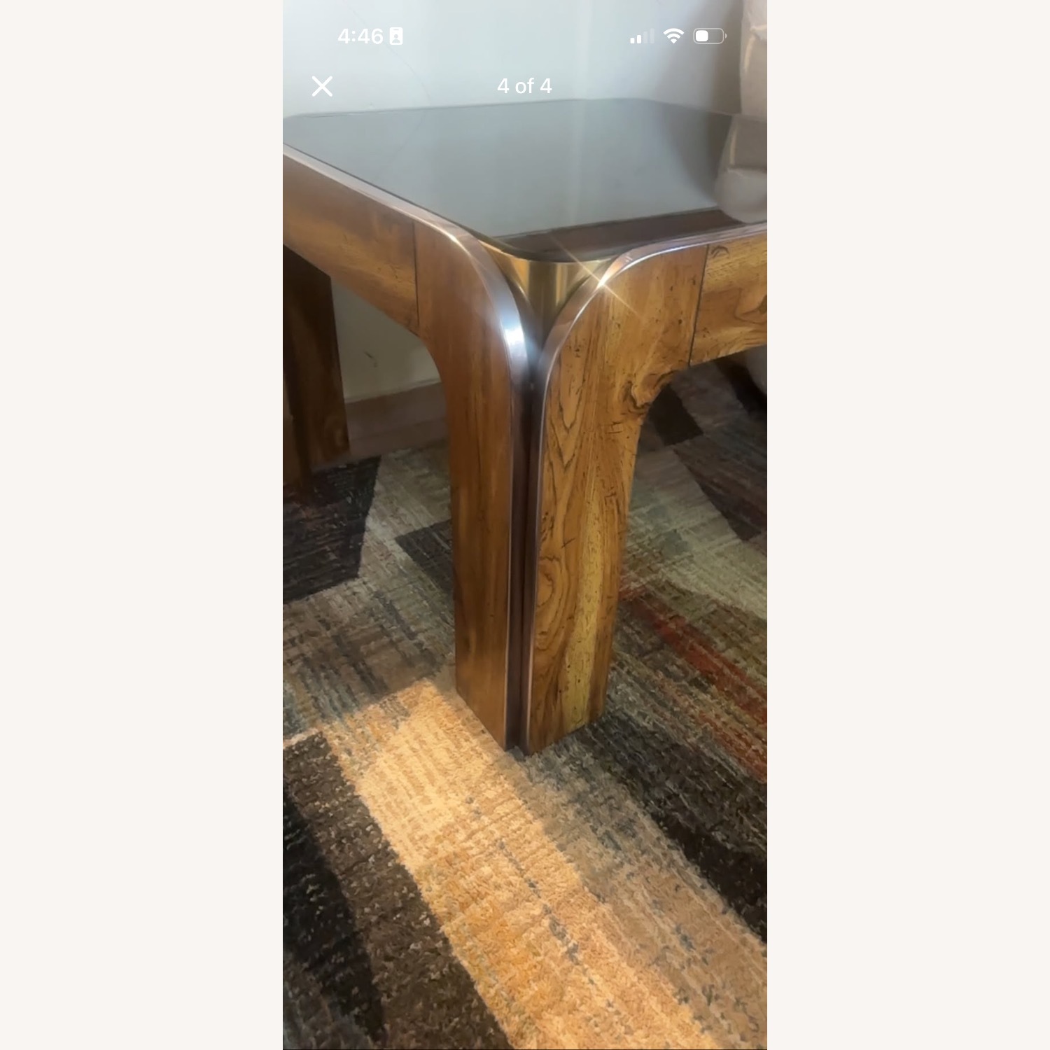 Vintage Post-Modern Chrome & Wood End Table - image-3