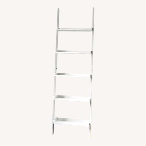Used Wayfair Three Posts White Wood Ladder Bookcase for sale on AptDeco