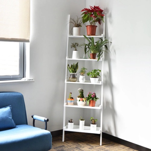 Used Wayfair Three Posts White Wood Ladder Bookcase for sale on AptDeco