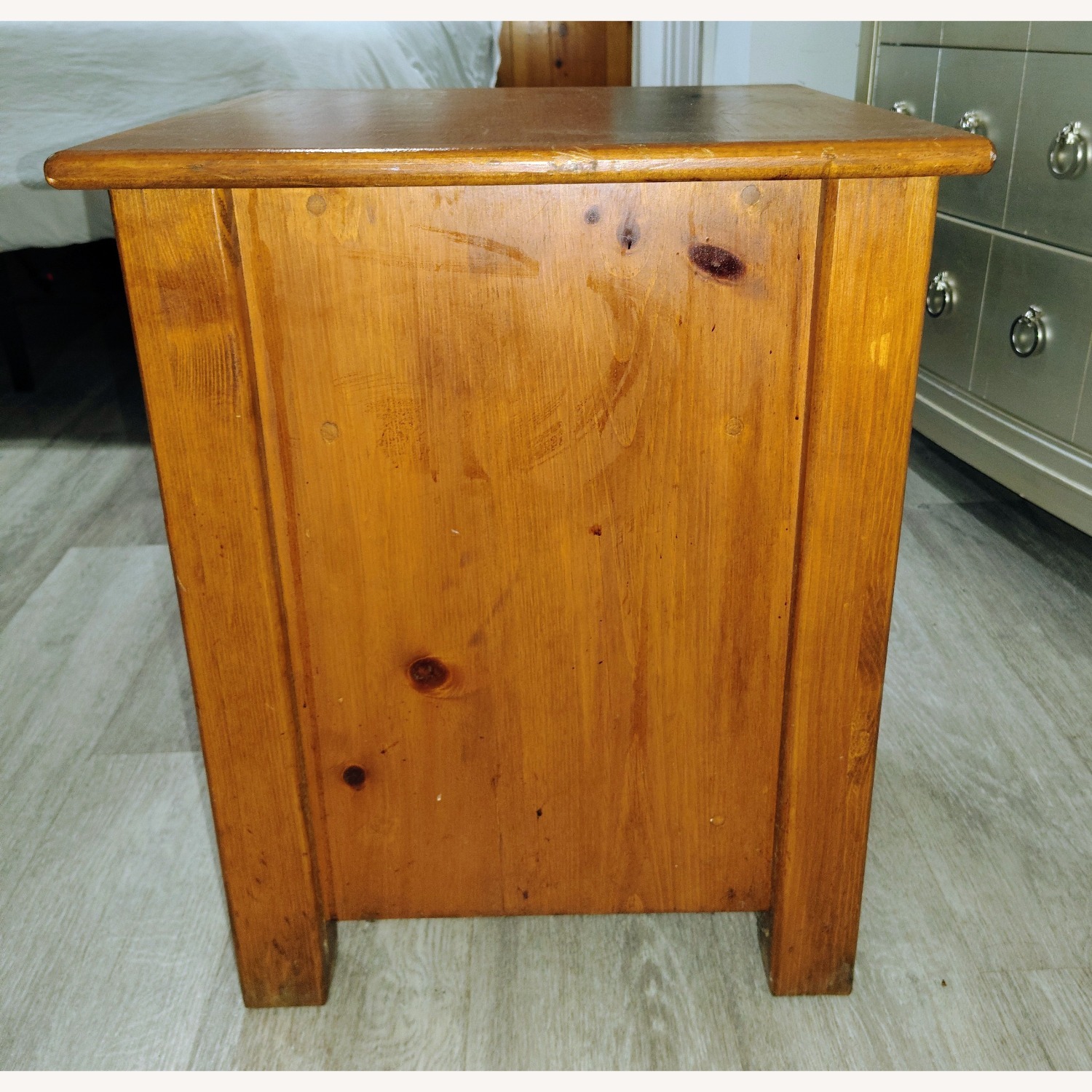 Dark Brown Wood Nightstand - image-1