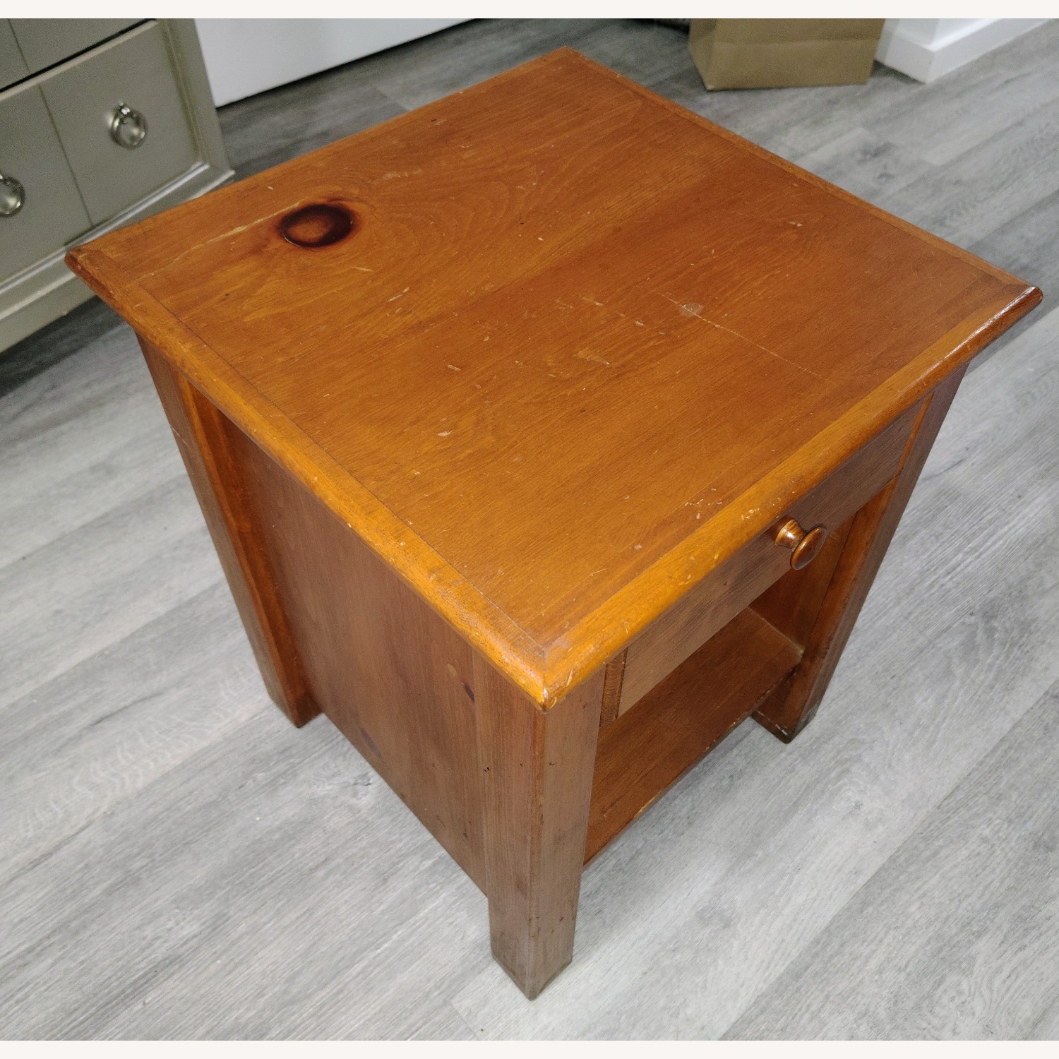 Dark Brown Wood Nightstand - image-3