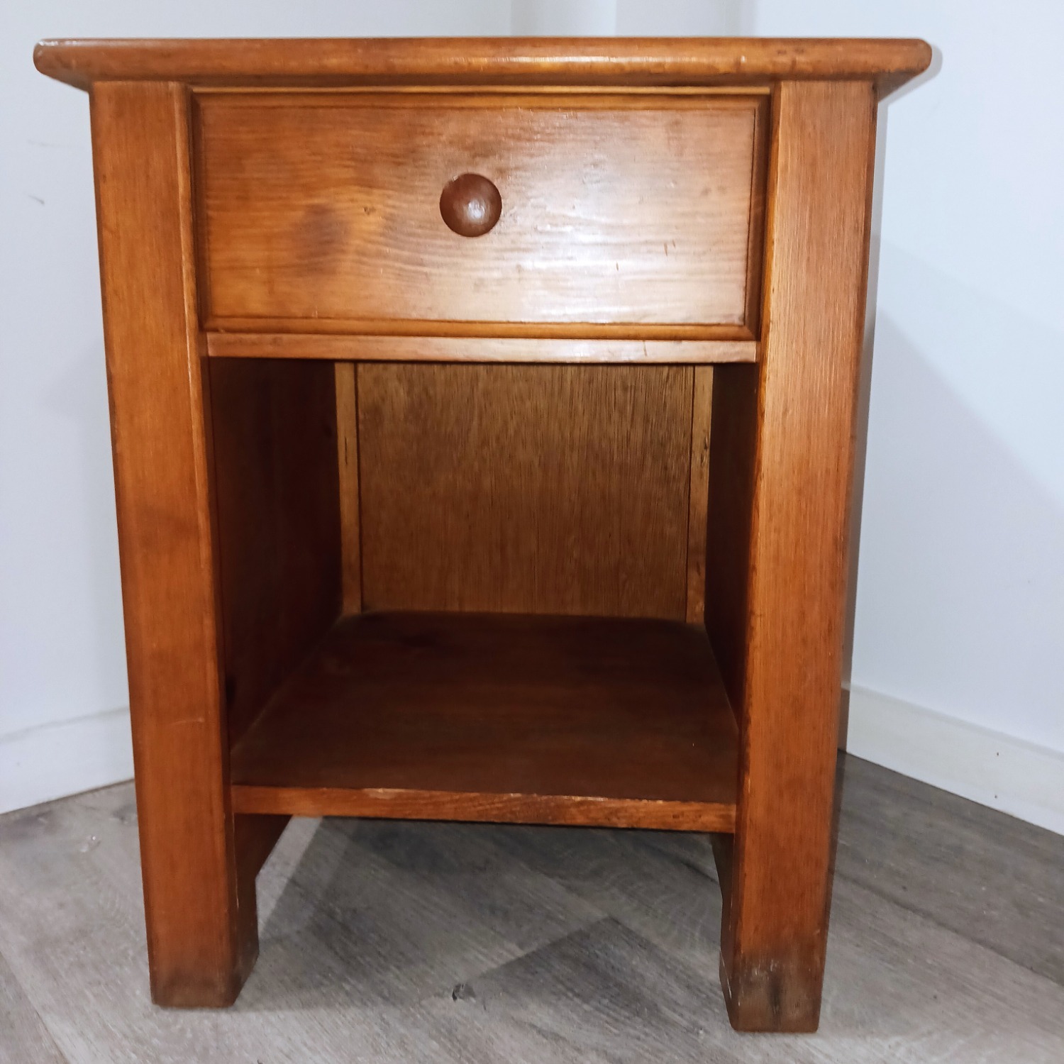 Dark Brown Wood Nightstand - image-2