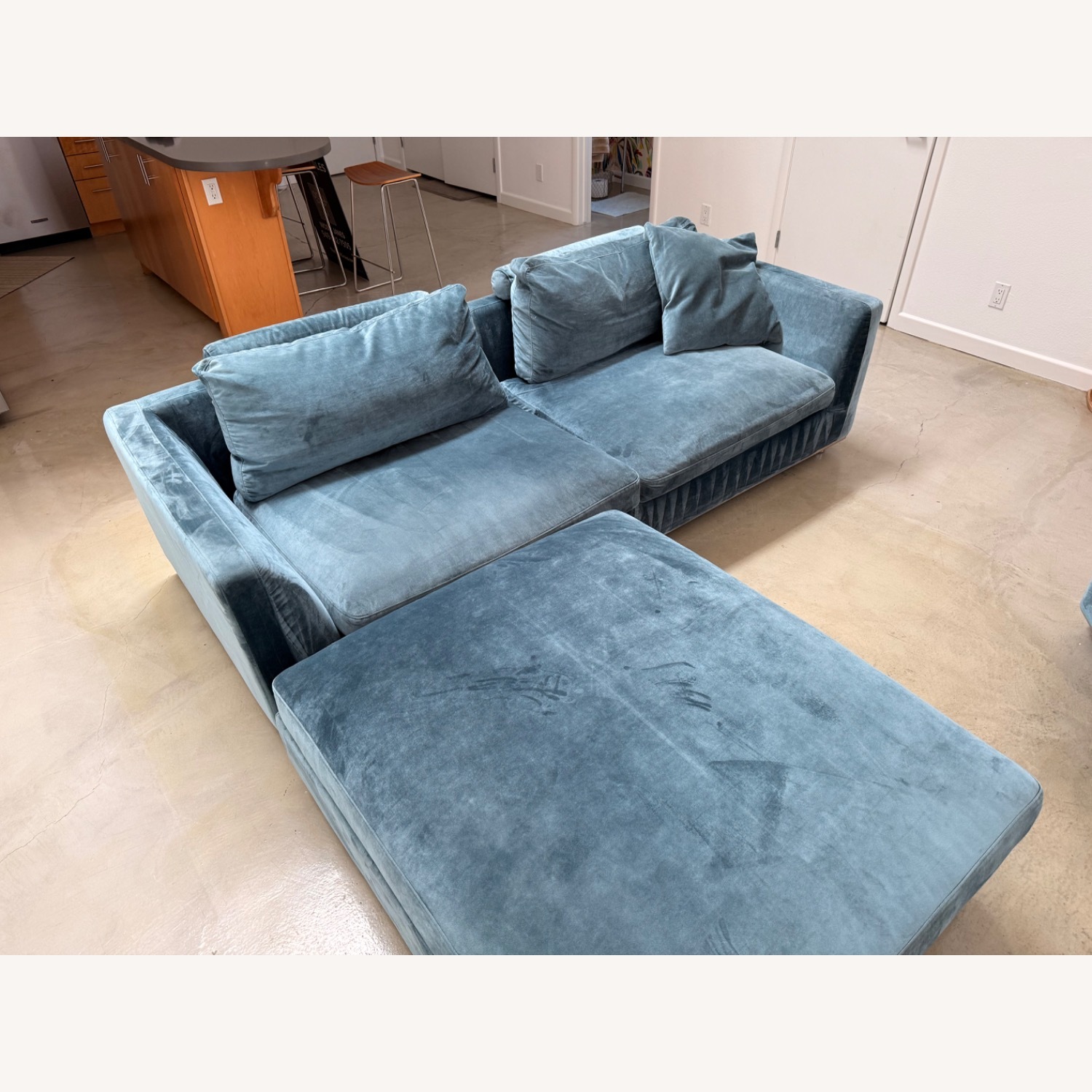 Rove Concepts Blue Velvet 3+ Piece Sectional - image-3