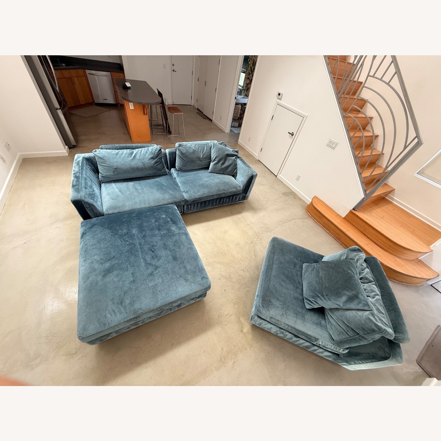 Rove Concepts Blue Velvet 3+ Piece Sectional - image-2