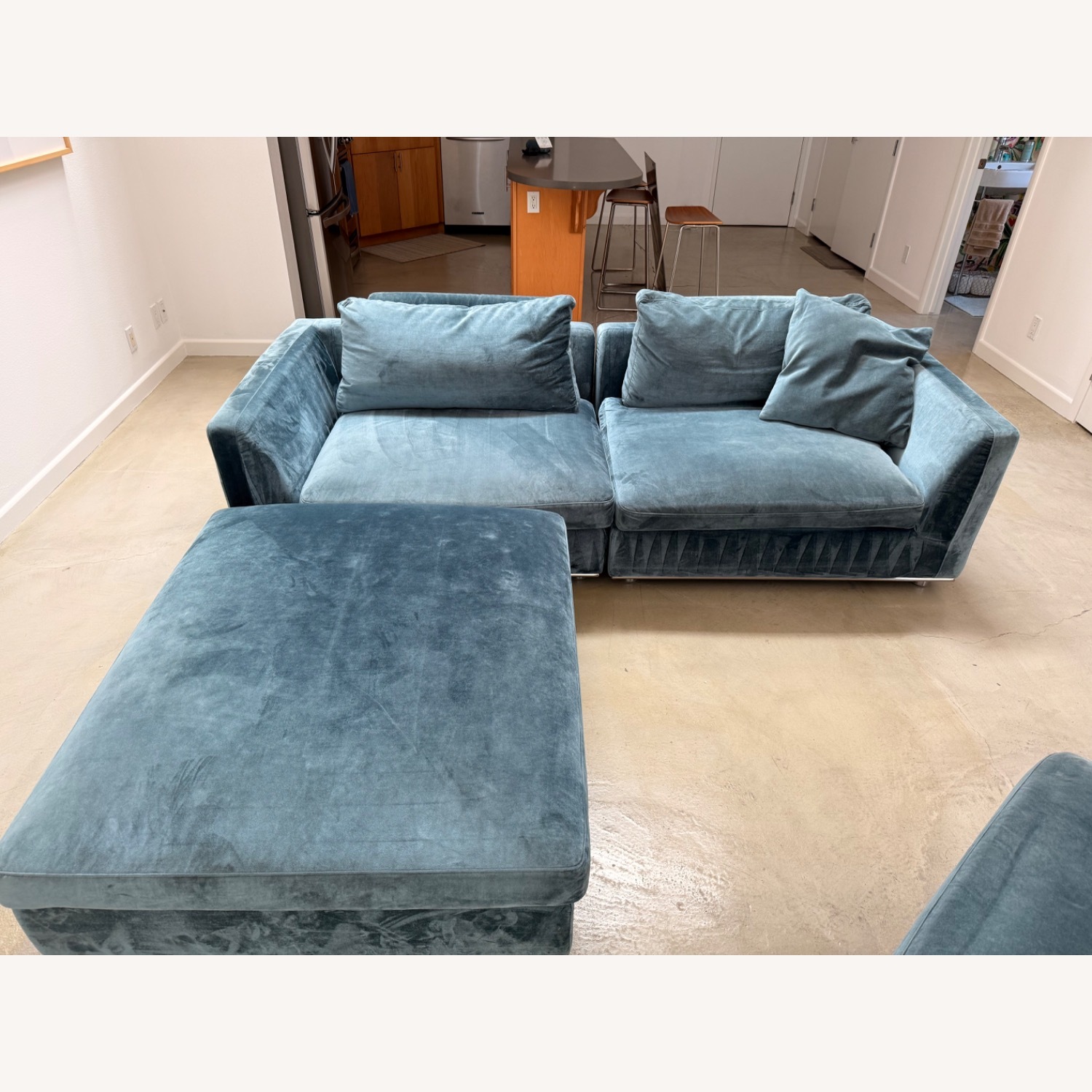 Rove Concepts Blue Velvet 3+ Piece Sectional - image-1