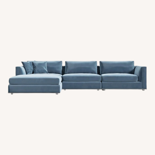 Used Rove Concepts Blue Velvet 3+ Piece Sectional for sale on AptDeco