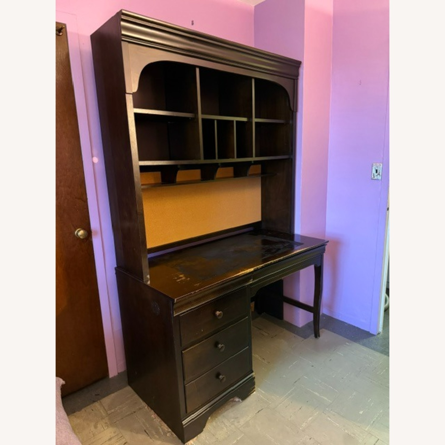 Stanley Furniture Dark Brown Wood Desk - image-2