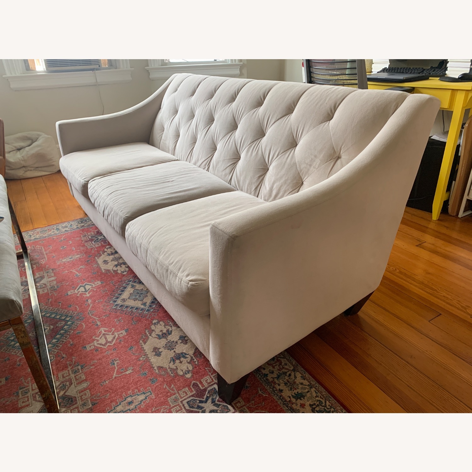 Macy's Chloe Natural 3+ Seater Tufted Velvet Sofa - image-1