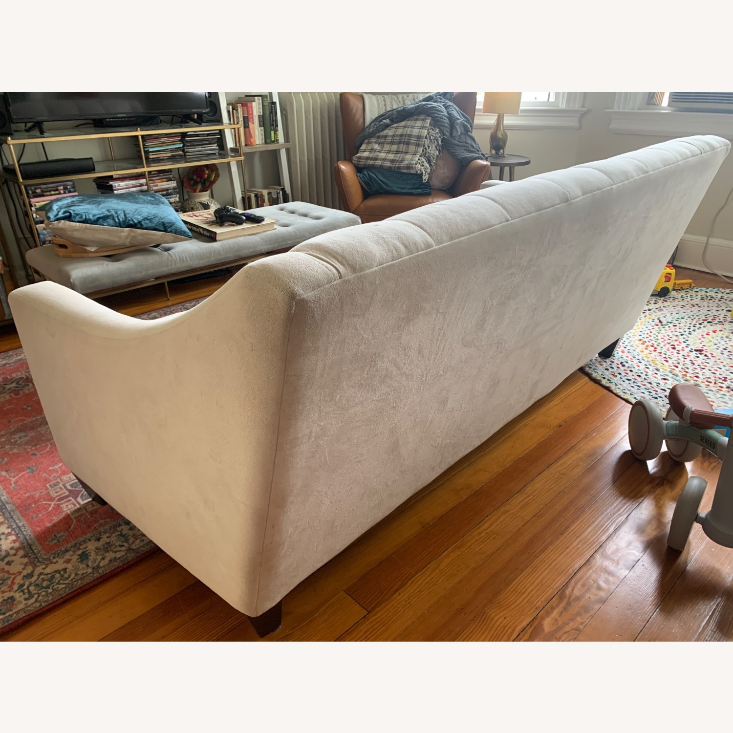 Macy's Chloe Natural 3+ Seater Tufted Velvet Sofa - image-2